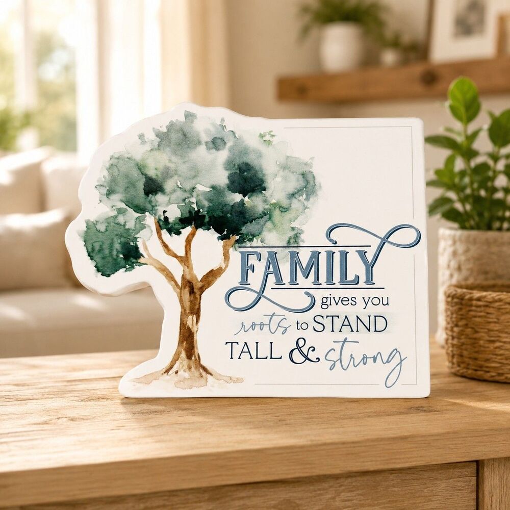Family Tree Inspirational Decorative Wall Sign “Roots to Stand Tall & Strong” 8”